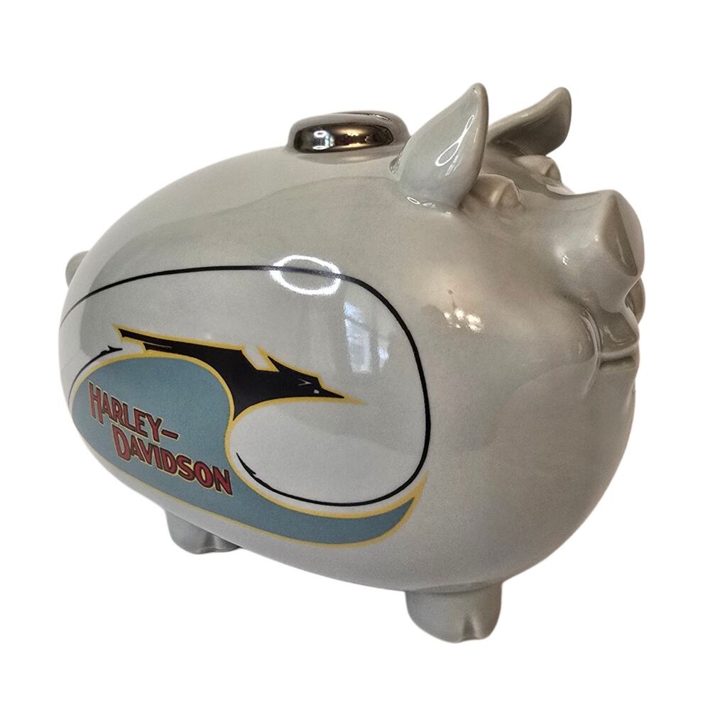 Harley Davidson Gray 1933 Hog Gas Tank Piggy Coin Bank Vintage 1982 Ceramic